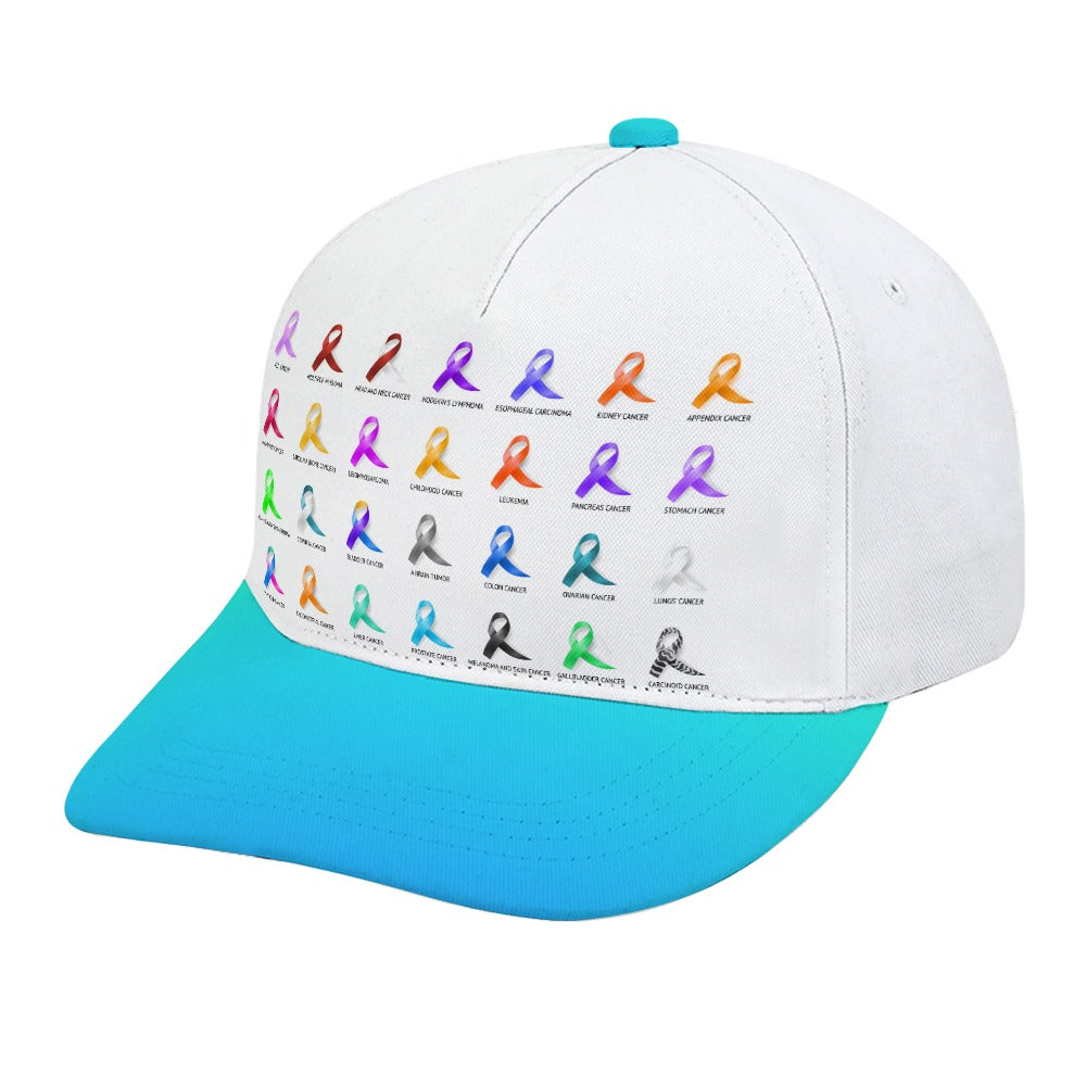 Baseball Cancer Ribbon 6 panel hat #98