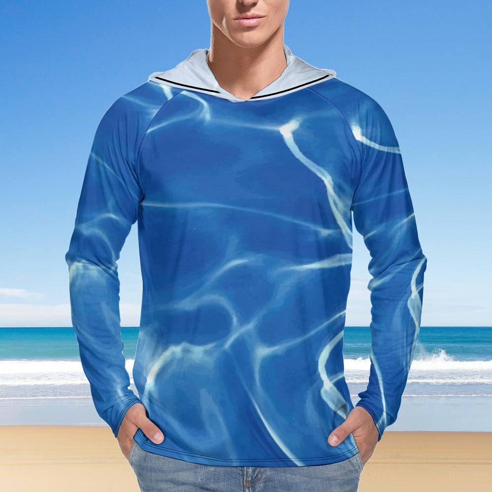 Light Blue Sun Protection Hoodie Long Sleeve (Men's)