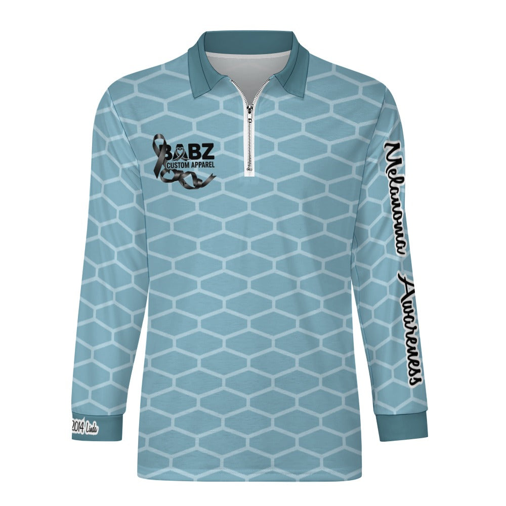 New Zipper Short Sleeve Melanoma Awareness Shirt #14B