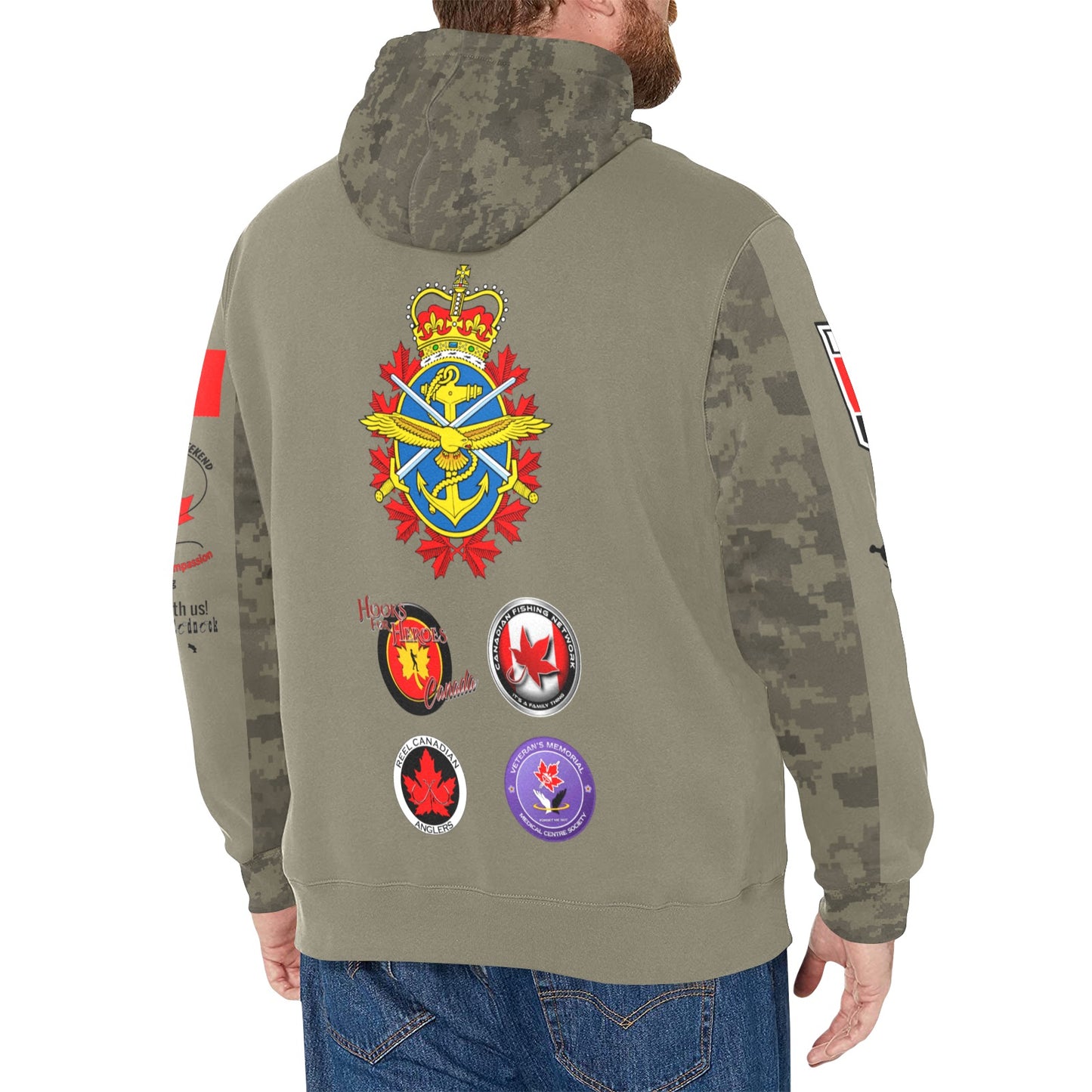 Long Sleeve Khaki Lure For Vets Fleece Hoodie