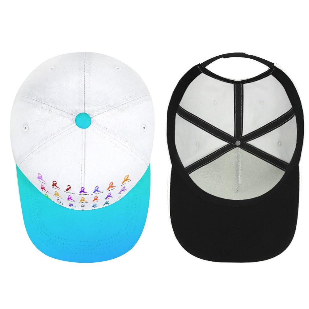 Baseball Cancer Ribbon 6 panel hat #98