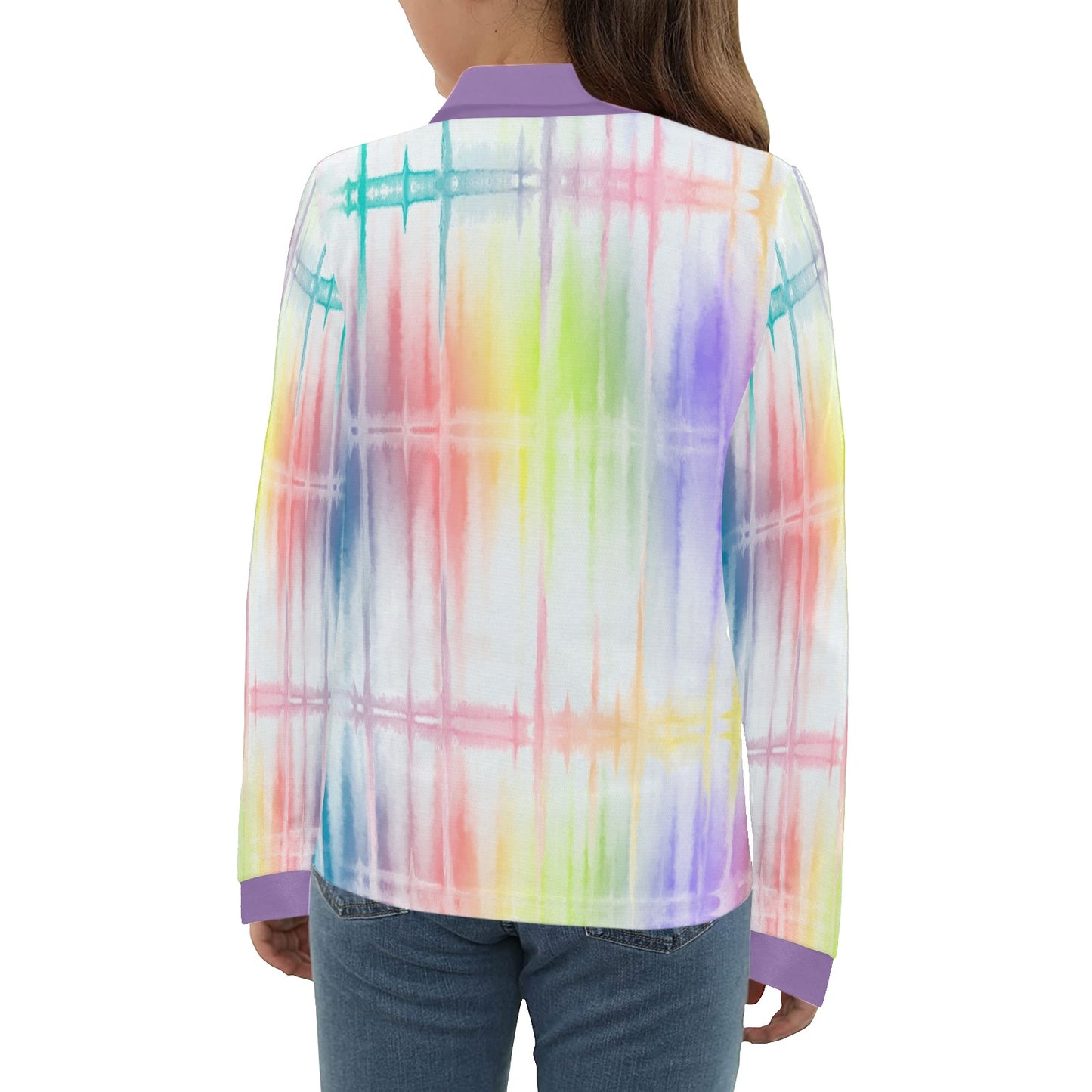 Big Girls' Fishing ABC Long Sleeve Polo Shirt #1256