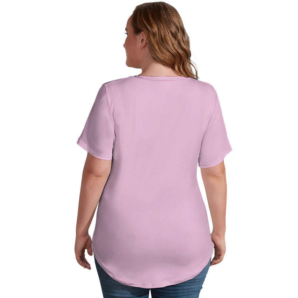New V Neck Short-sleeve Women Shirt #371