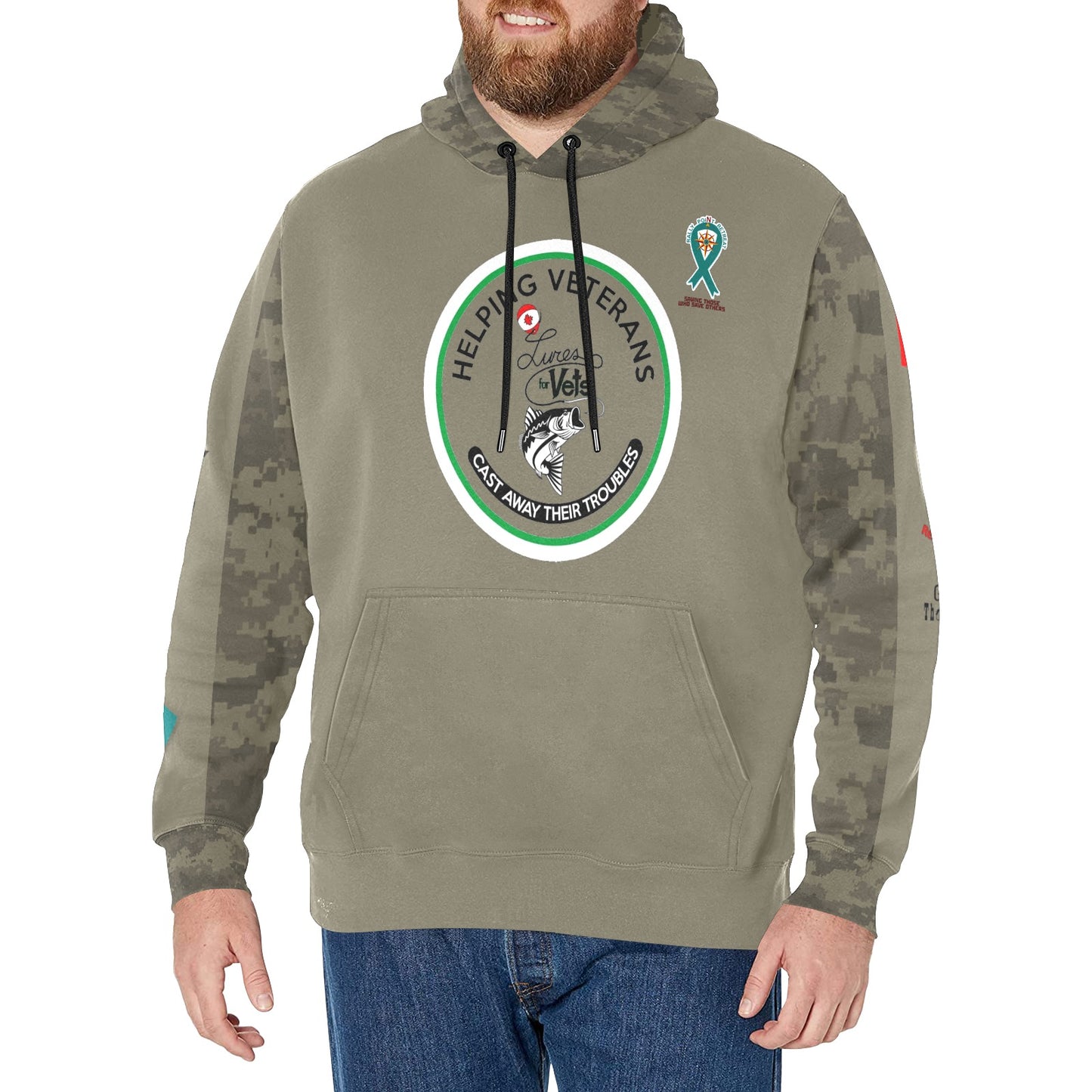 Long Sleeve Khaki Lure For Vets Fleece Hoodie
