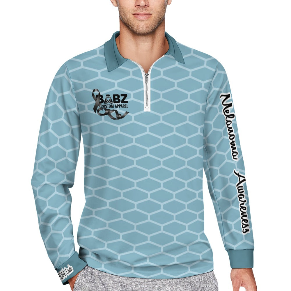 New Zipper Short Sleeve Melanoma Awareness Shirt #14B