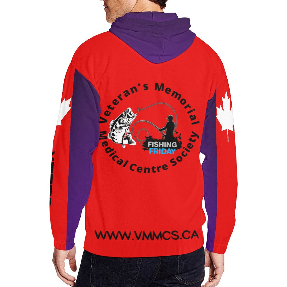 Unisex Red/Purple Lure For Vets Full Zip Hoodie