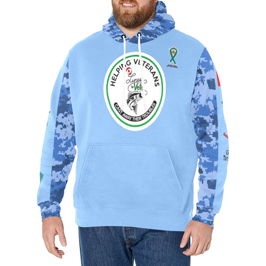 Long Sleeve Mens' Baby Blue Lure For Vets Fleece Hoodie