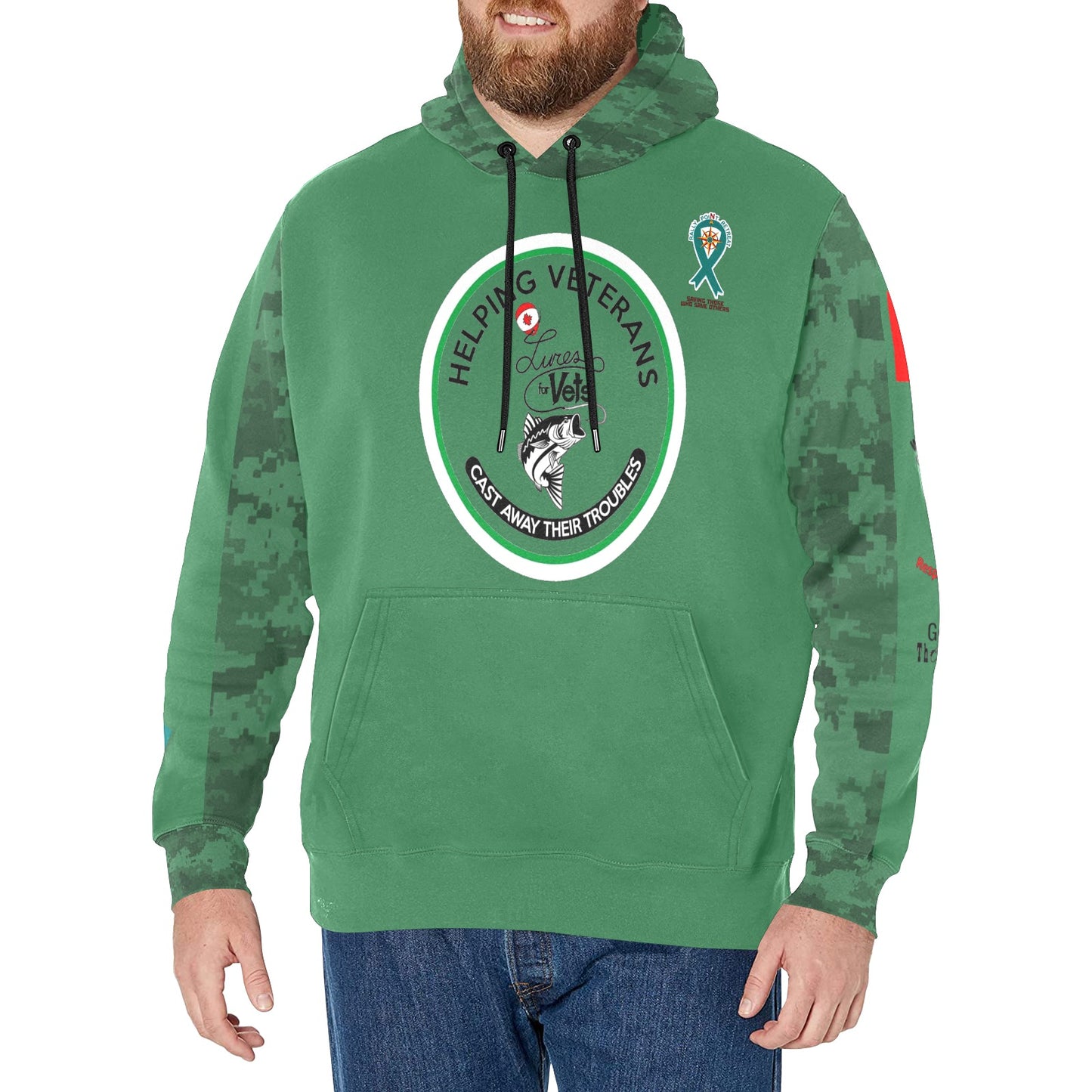 Long Sleeve Green Lure For Vets  Fleece Hoodie