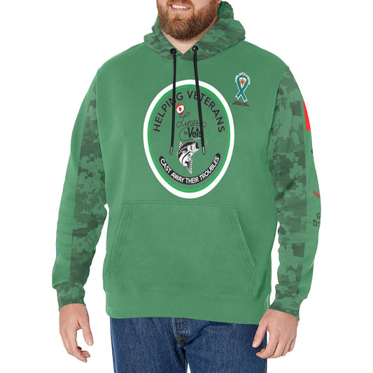 Long Sleeve Green Lure For Vets  Fleece Hoodie