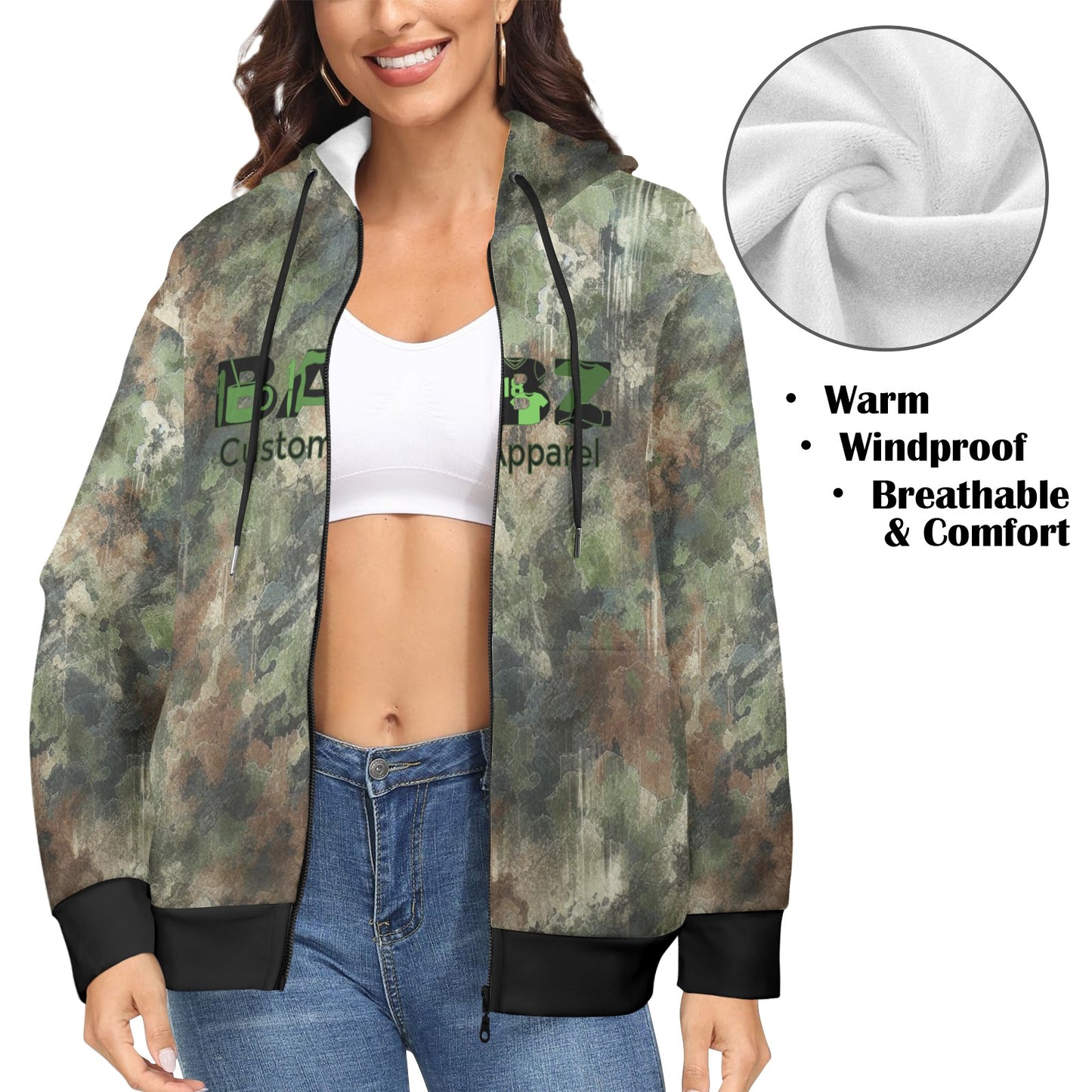 Women's Babz Camo Fleece Full-Zip Hoodie #945