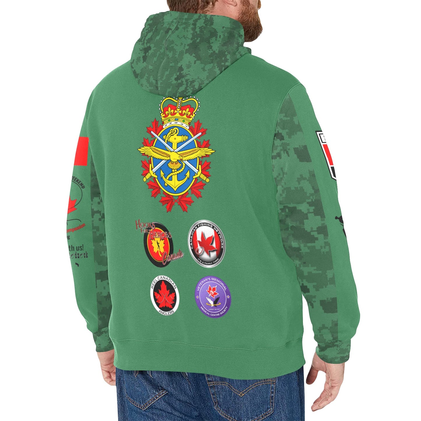 Long Sleeve Green Lure For Vets  Fleece Hoodie