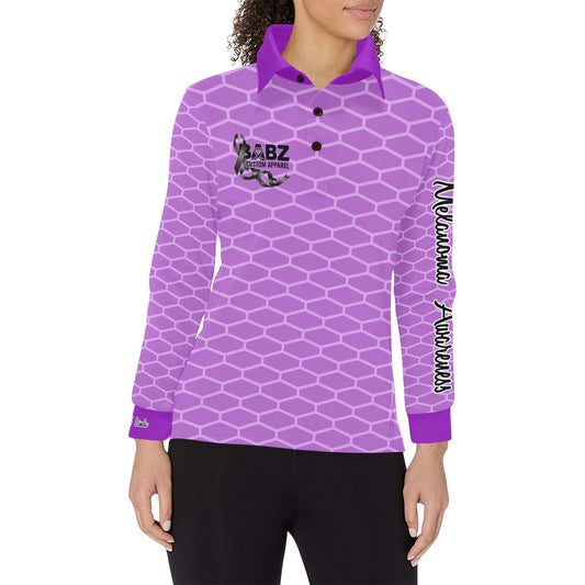 Women's Long Sleeve Melanoma Awareness Polo Shirt #14