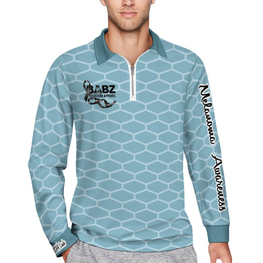New Zipper Short Sleeve Melanoma Awareness Shirt #14B